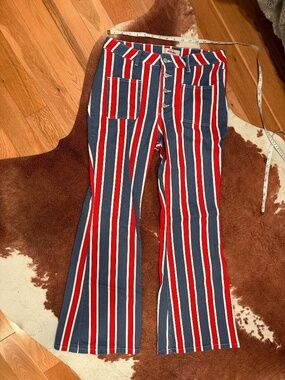 Wrangler High Waisted Red White and Blue Flare Bell Bottom Jeans 12x32